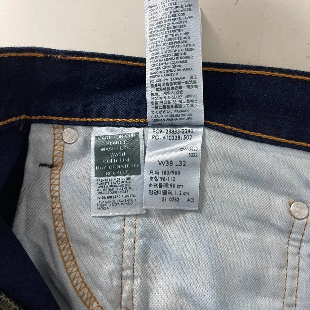 Levis Jeans Mens 38x32 Blue 512 Slim Taper Dark Wash Indigo Denim Preppy Casual